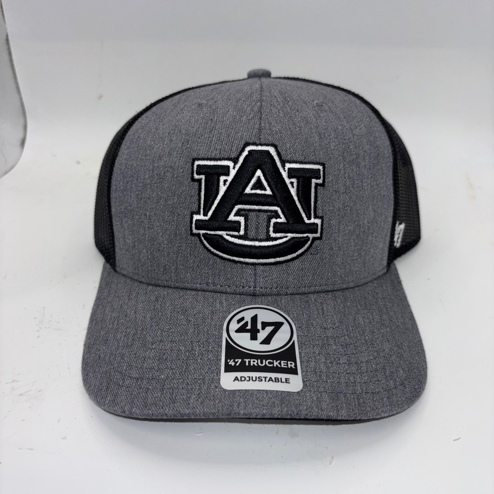 47 Brand Auburn Tigers Trucker Hat Grey Black Mesh Snapback Cap C-CARBN06ETP-CC